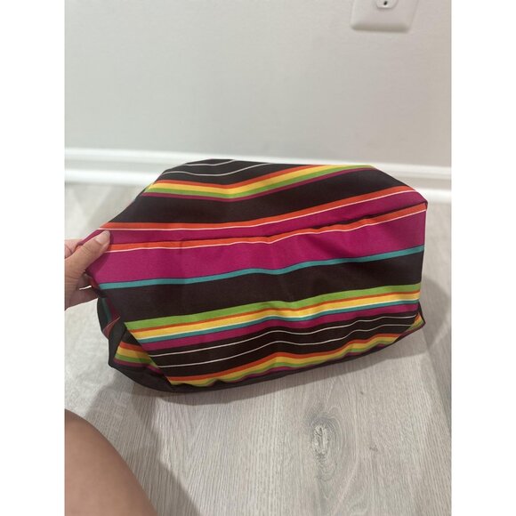 Striped Tote Bag Large Multicolor Zip Top Shoulder Handbag W/Pouch Le Pliage - Picture 8 of 11
